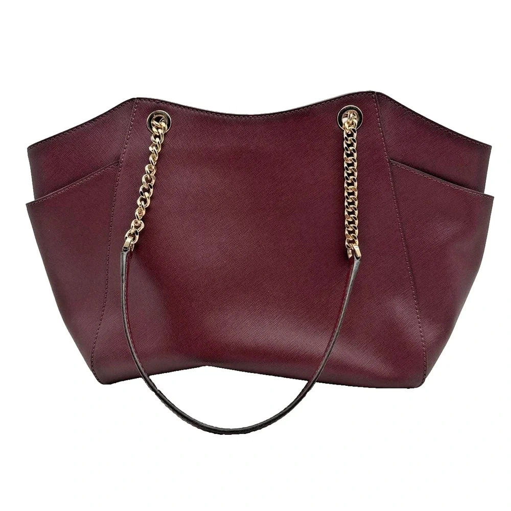 Michael Kors Jet Set Large Saffiano Burgundy Shoulder Bag